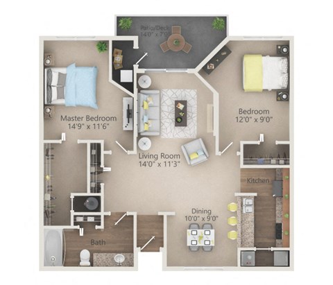 Reserve floor plan at Altitude Blue Ash, Two Bedroom Apartment in Blue Ash, OH